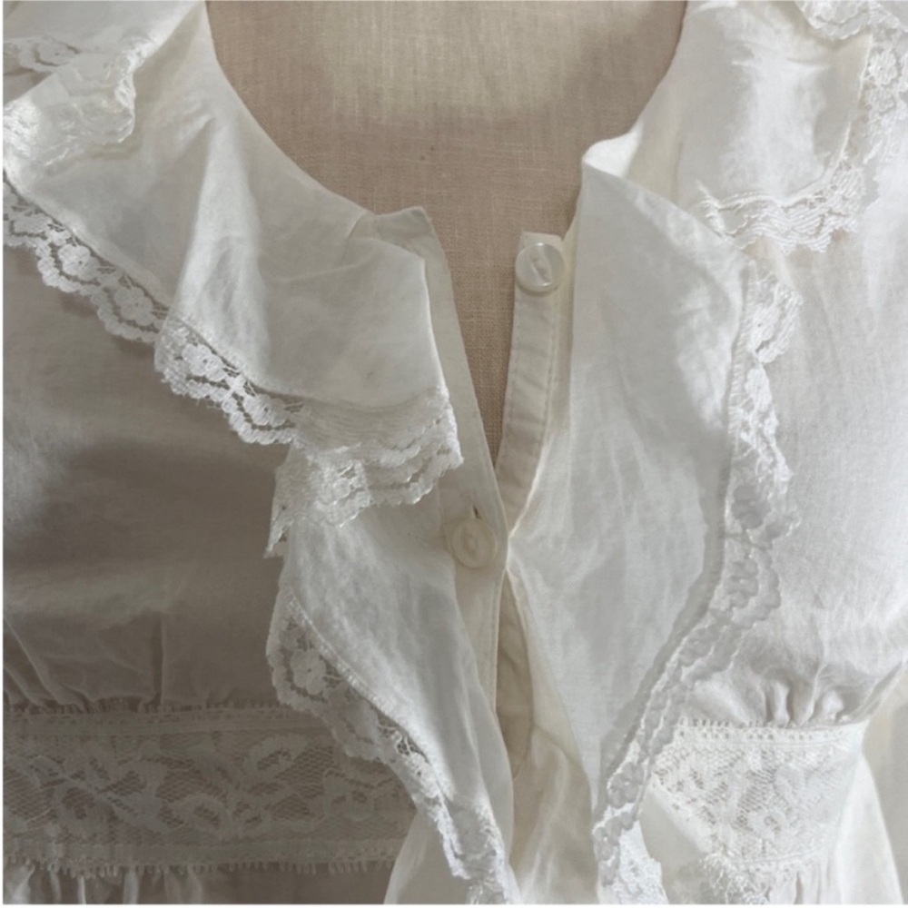 LOFT Cream Ruffled Blouse - Picture 7 of 9